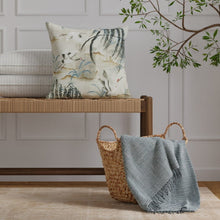 Load image into Gallery viewer, Cotton Antique Green Teal Black Bird Print Chinoiserie Upholstery Drapery Fabric