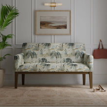 Load image into Gallery viewer, Cotton Antique Green Teal Black Bird Print Chinoiserie Upholstery Drapery Fabric