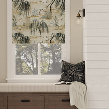 Load image into Gallery viewer, Cotton Antique Green Teal Black Bird Print Chinoiserie Upholstery Drapery Fabric