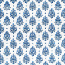 Load image into Gallery viewer, Cotton Navy Blue White Floral Floral Upholstery Drapery Fabric