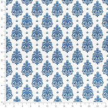 Load image into Gallery viewer, Cotton Navy Blue White Floral Floral Upholstery Drapery Fabric
