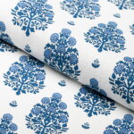 Load image into Gallery viewer, Cotton Navy Blue White Floral Floral Upholstery Drapery Fabric