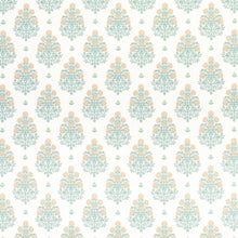 Load image into Gallery viewer, Cotton Ivory Coral Seafoam Green Floral Floral Upholstery Drapery Fabric