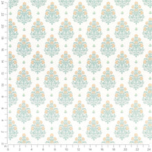 Load image into Gallery viewer, Cotton Ivory Coral Seafoam Green Floral Floral Upholstery Drapery Fabric