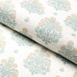 Load image into Gallery viewer, Cotton Ivory Coral Seafoam Green Floral Floral Upholstery Drapery Fabric