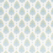 Load image into Gallery viewer, Cotton Ivory Aqua Yellow Floral Floral Upholstery Drapery Fabric