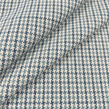 Load image into Gallery viewer, French Blue Aqua Cream Houndstooth MCM Upholstery Fabric MGF