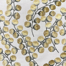 Load image into Gallery viewer, Beige Gold Green Embroidered Floral Drapery Fabric MGF