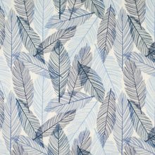 Load image into Gallery viewer, Cream Navy Blue Aqua Embroidered Feather Drapery Fabric / Blue