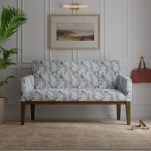 Load image into Gallery viewer, Cream Navy Blue Aqua Embroidered Feather Drapery Fabric / Blue