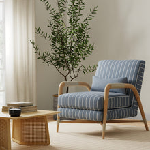 Load image into Gallery viewer, Heavy Duty Cream Blue Stripe Upholstery Drapery Fabric