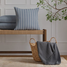 Load image into Gallery viewer, Heavy Duty Cream Blue Stripe Upholstery Drapery Fabric