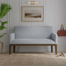 Load image into Gallery viewer, Heavy Duty Cream Blue Grey Stripe Upholstery Drapery Fabric