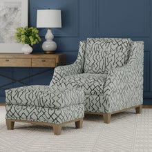 Load image into Gallery viewer, Aqua Blue Steel Grey Abstract MCM Chenille Upholstery Fabric / Pool
