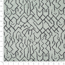 Load image into Gallery viewer, Aqua Blue Steel Grey Abstract MCM Chenille Upholstery Fabric / Pool