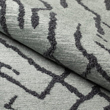 Load image into Gallery viewer, Aqua Blue Steel Grey Abstract MCM Chenille Upholstery Fabric / Pool
