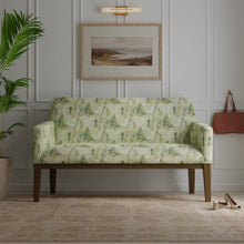 Load image into Gallery viewer, Green Cream Grey Tree Print Woodland Cotton Upholstery Drapery Fabric / Forest