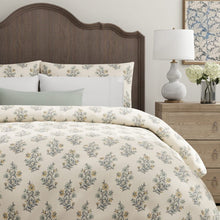 Load image into Gallery viewer, Cream teal Mustard Gold Aqua Floral Upholstery Drapery Fabric / Lake