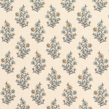 Load image into Gallery viewer, Cream teal Mustard Gold Aqua Floral Upholstery Drapery Fabric / Lake