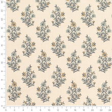 Load image into Gallery viewer, Cream teal Mustard Gold Aqua Floral Upholstery Drapery Fabric / Lake