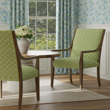 Load image into Gallery viewer, Cotton Green White Blue Floral Upholstery Drapery Fabric