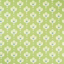 Load image into Gallery viewer, Cotton Green White Blue Floral Upholstery Drapery Fabric