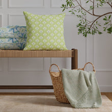 Load image into Gallery viewer, Cotton Green White Blue Floral Upholstery Drapery Fabric