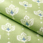 Load image into Gallery viewer, Cotton Green White Blue Floral Upholstery Drapery Fabric