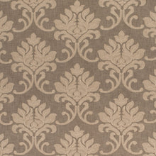 Load image into Gallery viewer, Taupe Embroidered Damask Medallion Drapery Fabric