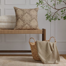 Load image into Gallery viewer, Taupe Embroidered Damask Medallion Drapery Fabric