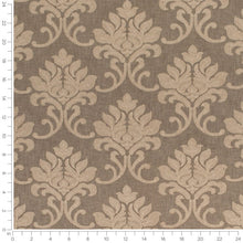 Load image into Gallery viewer, Taupe Embroidered Damask Medallion Drapery Fabric
