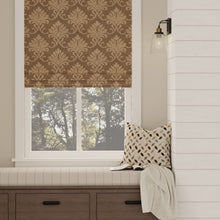 Load image into Gallery viewer, Taupe Embroidered Damask Medallion Drapery Fabric