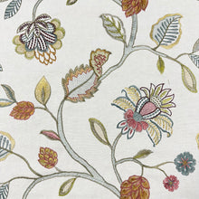 Load image into Gallery viewer, Ivory Sea foam Pink Green Gold Floral Embroidered Drapery Fabric MGF