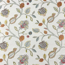 Load image into Gallery viewer, Ivory Sea foam Pink Green Gold Floral Embroidered Drapery Fabric MGF