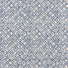 Load image into Gallery viewer, Blue White Geometric Navy Trellis Drapery Fabric MGF