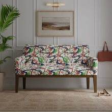 Load image into Gallery viewer, Cotton Ivory Navy Blue Green Red Floral Bird Print Upholstery Drapery Fabric