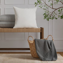Load image into Gallery viewer, Heavy Duty Cream Grey Stripe Upholstery Drapery Fabric