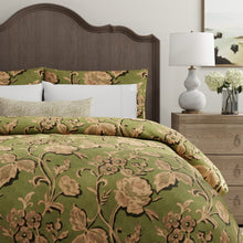 Load image into Gallery viewer, Green Brown Black Floral Velvet Upholstery Fabric