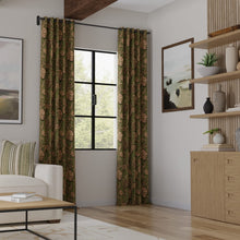 Load image into Gallery viewer, Green Brown Black Floral Velvet Upholstery Fabric