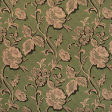 Load image into Gallery viewer, Green Brown Black Floral Velvet Upholstery Fabric