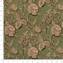 Load image into Gallery viewer, Green Brown Black Floral Velvet Upholstery Fabric