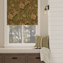 Load image into Gallery viewer, Green Brown Black Floral Velvet Upholstery Fabric