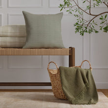 Load image into Gallery viewer, Teal Emerald Green Stripe Chenille Upholstery Fabric / Pine