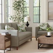 Load image into Gallery viewer, Teal Emerald Green Stripe Chenille Upholstery Fabric / Pine