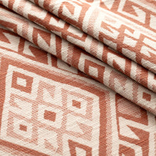Load image into Gallery viewer, InsideOut Indoor Outdoor Performance Terracotta Red Off White Abstract Geometric Upholstery Fabric