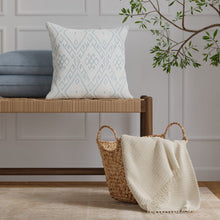 Load image into Gallery viewer, InsideOut Indoor Outdoor Performance Dusty Blue Cream Abstract Geometric Upholstery Fabric