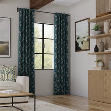 Load image into Gallery viewer, Teal Grey Peacock Bird Floral Brocade Upholstery Drapery Fabric