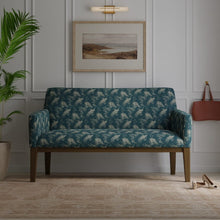 Load image into Gallery viewer, Teal Grey Peacock Bird Floral Brocade Upholstery Drapery Fabric