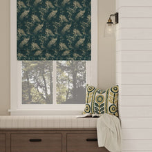 Load image into Gallery viewer, Teal Grey Peacock Bird Floral Brocade Upholstery Drapery Fabric