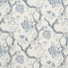 Load image into Gallery viewer, Cream Beige Navy Blue Grey Floral Drapery Fabric / Bluebell